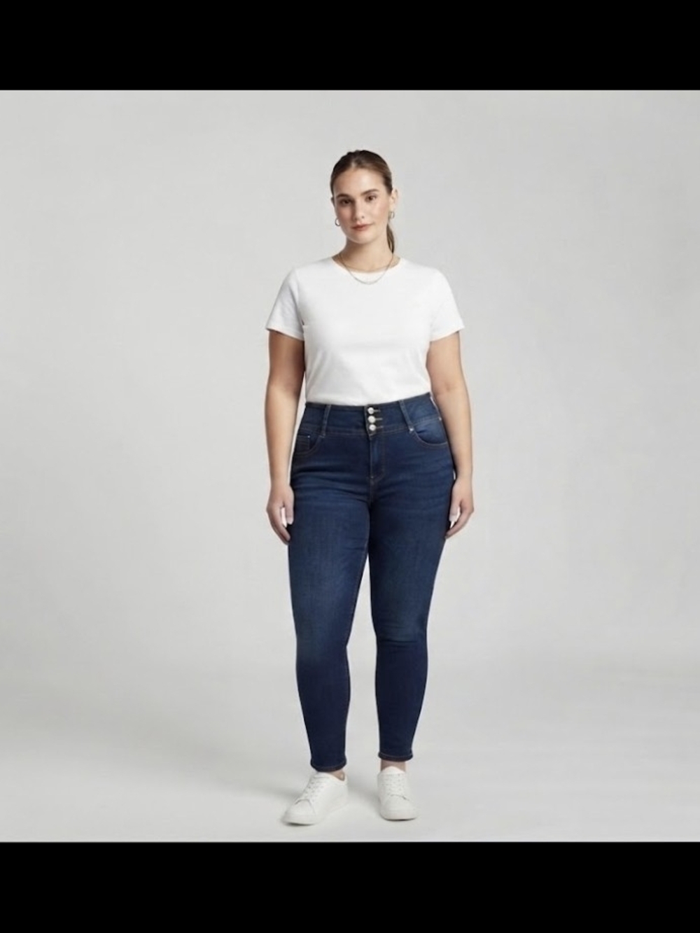 High-Rise Dark Blue Women’s Jeans - Classic Stretch Denim